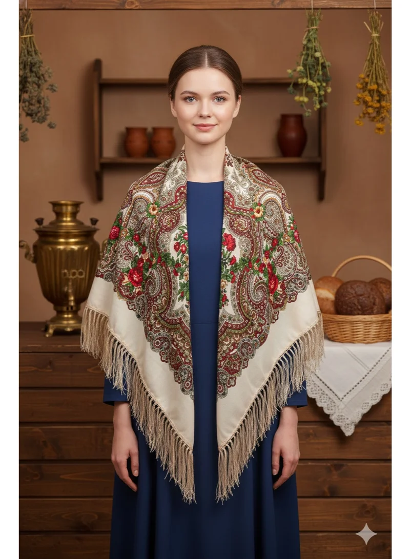 Bidani Imperial Midnight Garden Shawl – Beige Heritage Edition